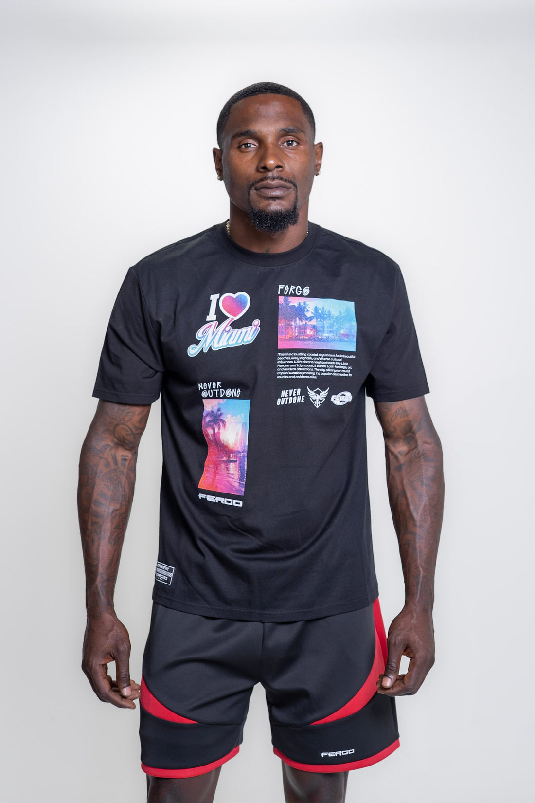 The Miamian Retro Tee | Black, White, & Sunset Gradient