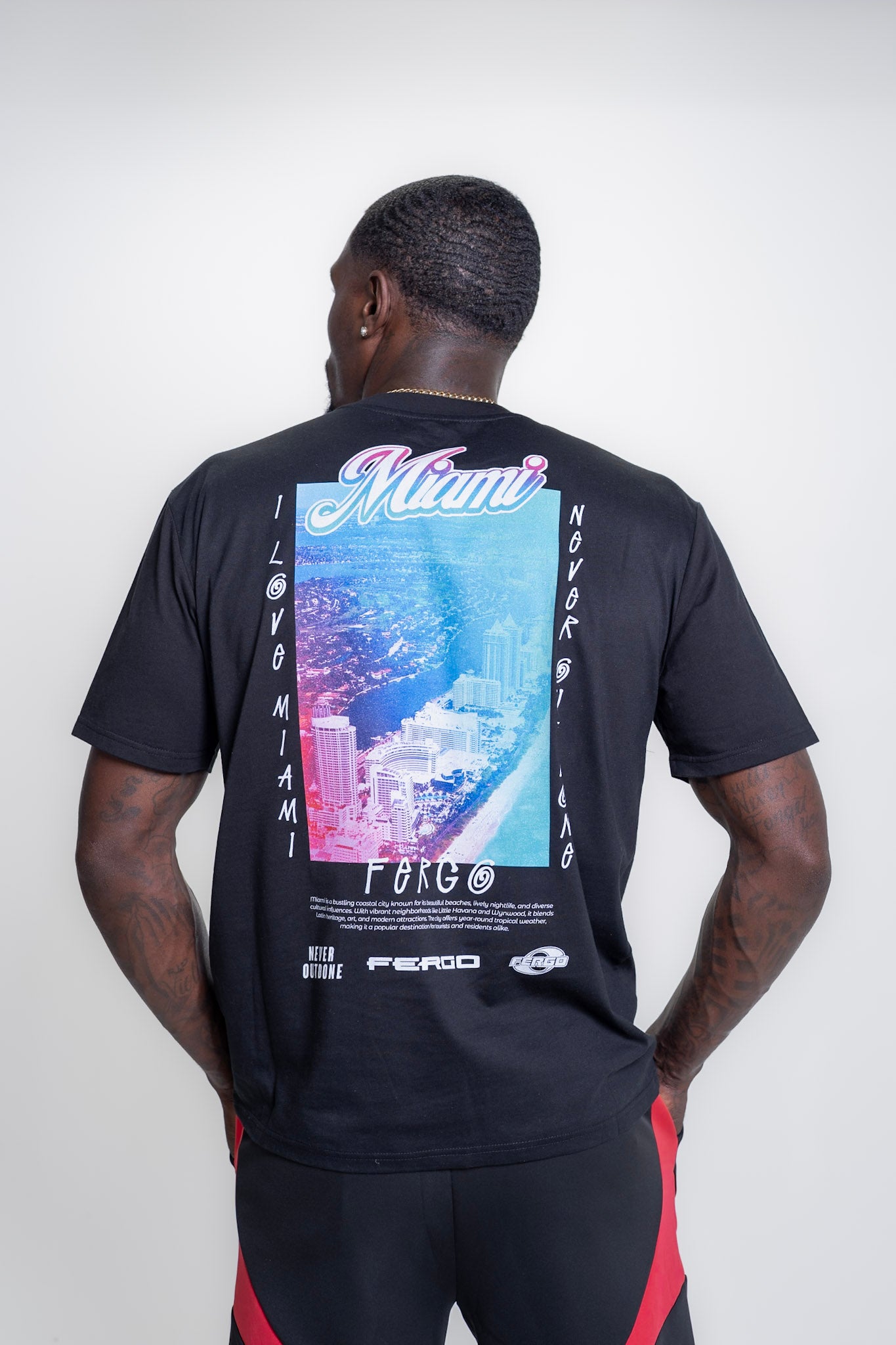 The Miamian Retro Tee | Black, White, & Sunset Gradient