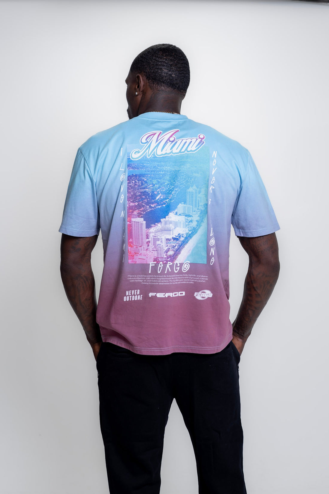 The Miamian Retro Tee | Black, White, & Sunset Gradient