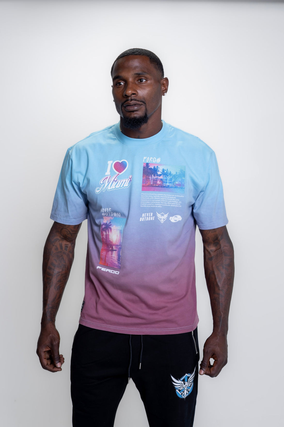 The Miamian Retro Tee | Black, White, & Sunset Gradient