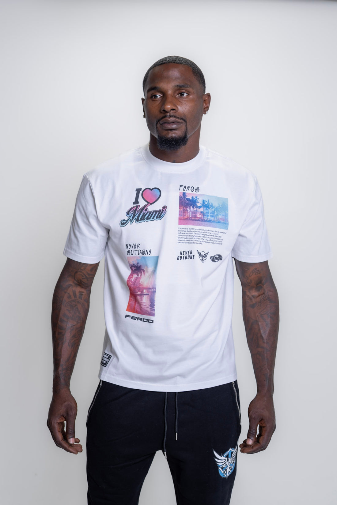 The Miamian Retro Tee | Black, White, & Sunset Gradient