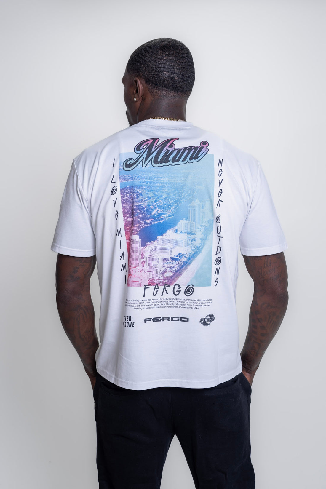 The Miamian Retro Tee | Black, White, & Sunset Gradient