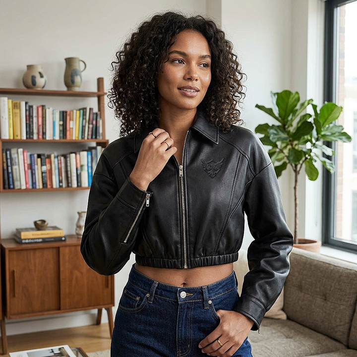 Icon Cropped Leather Jacket | Timeless Collection